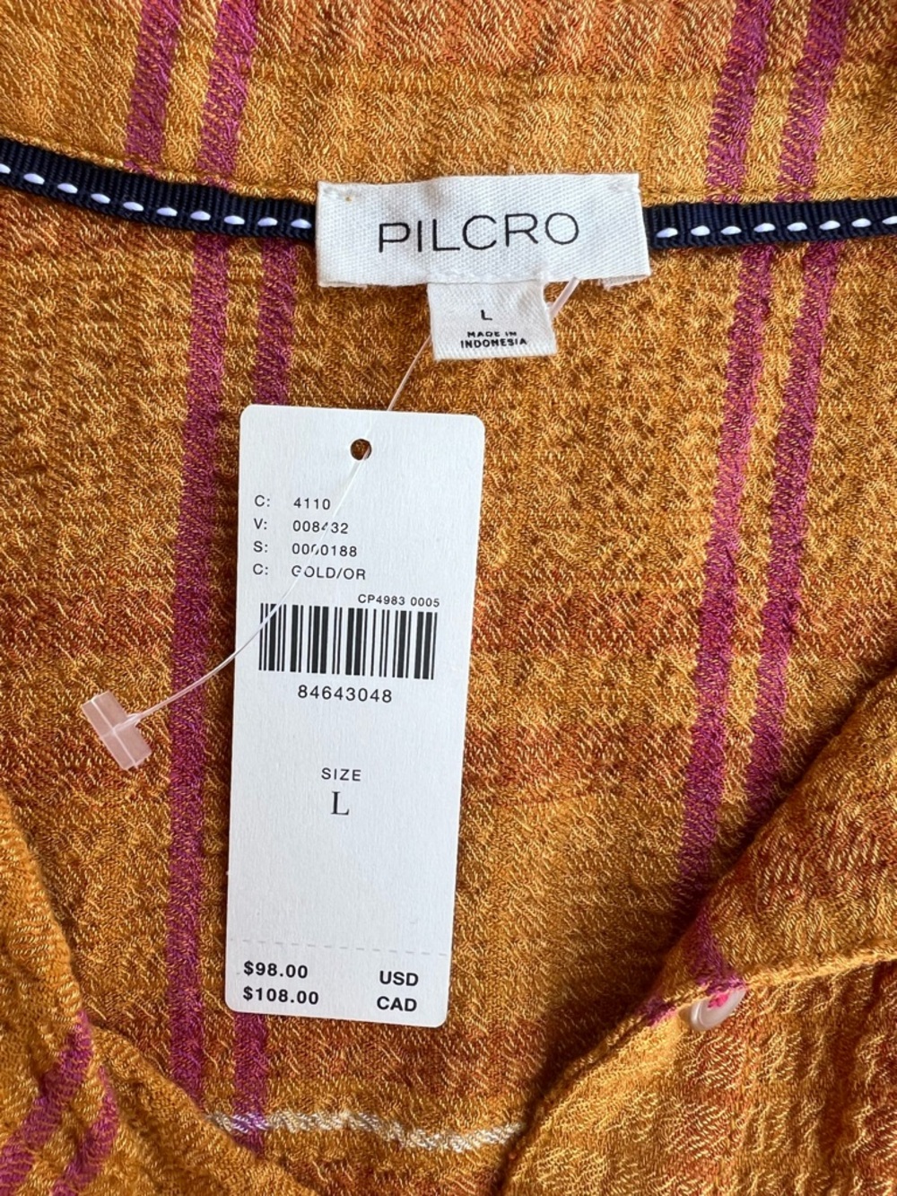 NWT $98 Anthropologie Pilcro Plaid Button-Up Boho Top Shirt Sz L Western Indie - Picture 2 of 8